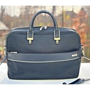 Tumi Elements Computer Laptop Briefcase Strap Black w Red Interior Multi Pockets